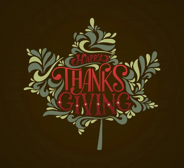 Cartaz tipográfico de Ação de Graças desenhado à mão —  Vetores de Stock