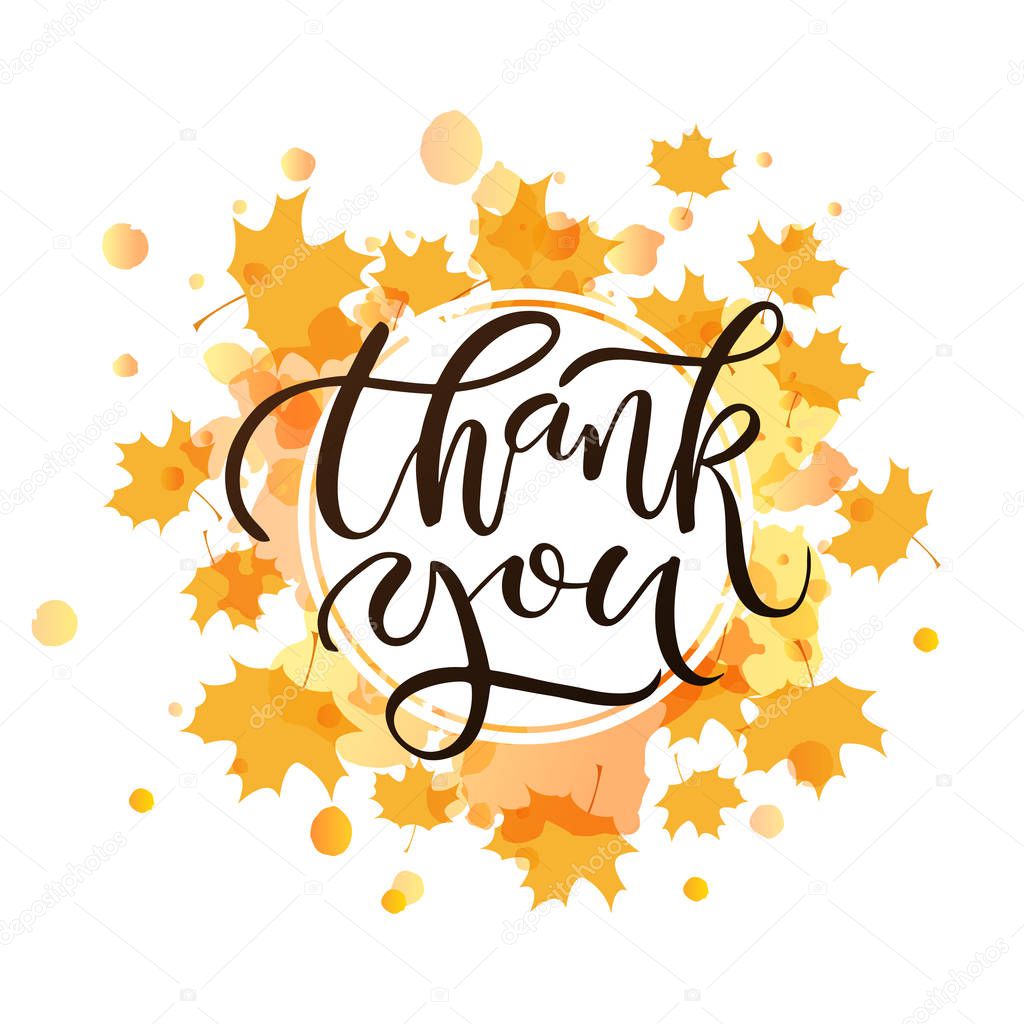 Hand drawn Thank you typography poster. Text 