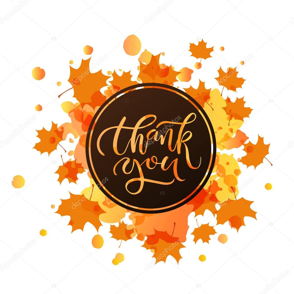 Hand drawn Thank you typography poster. Text 