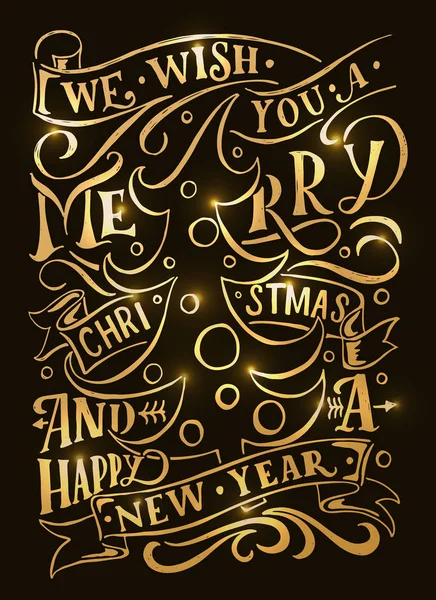 Feliz Navidad y tarjeta de año nuevo — Vector de stock