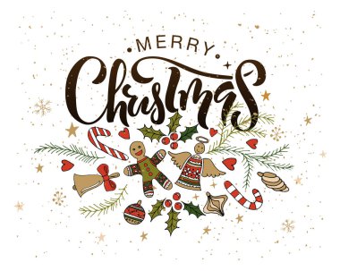 Dekorasyon ve kaligrafi yazıt Merry Christmas