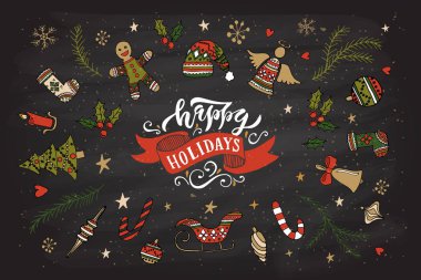 Yılbaşı süsleri ve yazıt mutlu tatiller