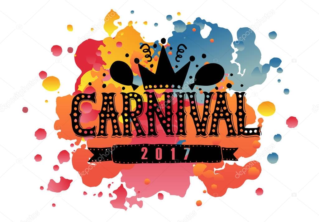 Hand drawn 'Carnival' as Carnival Fair logotype, badge/icon. Carneval party, masquerade poster/card/invitation/banner. Carnival vector lettering typography. Carnival calligraphy. Carnival Party