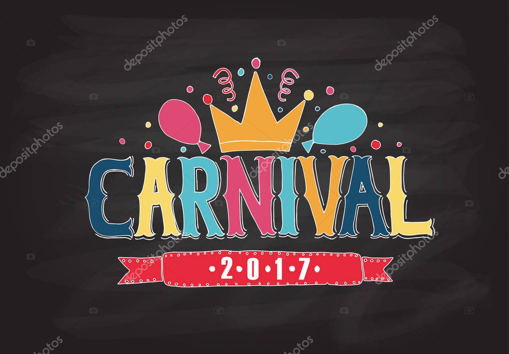 Hand drawn 'Carnival' as Carnival Fair logotype, badge/icon. Carneval party, masquerade poster/card/invitation/banner. Carnival vector lettering typography. Carnival calligraphy. Carnival Party