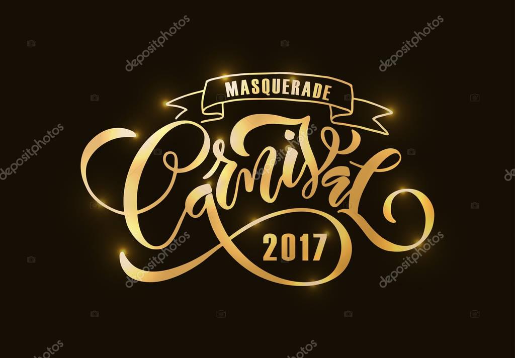 Hand drawn 'Carnival' as Carnival Fair logotype, badge/icon. Carneval party, masquerade poster/card/invitation/banner. Carnival vector lettering typography. Carnival calligraphy. Carnival Party