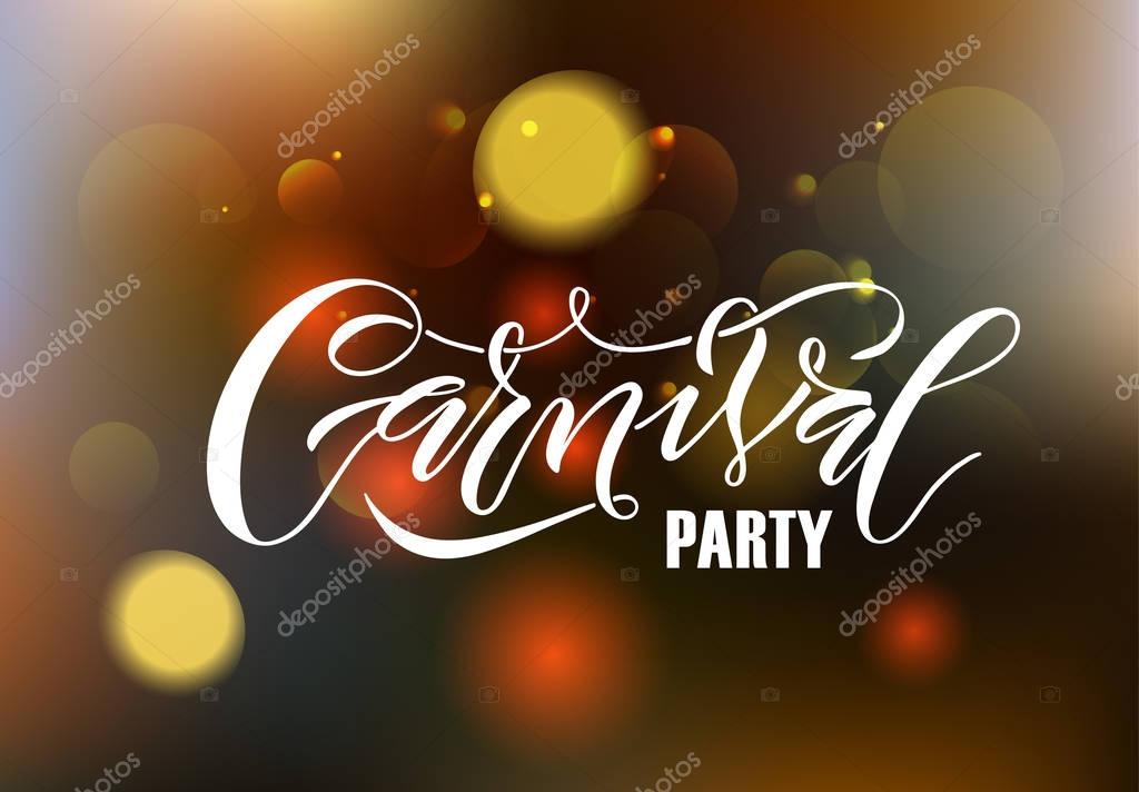 Hand drawn 'Carnival' as Carnival Fair logotype, badge/icon. Carneval party, masquerade poster/card/invitation/banner. Carnival vector lettering typography. Carnival calligraphy. Carnival Party