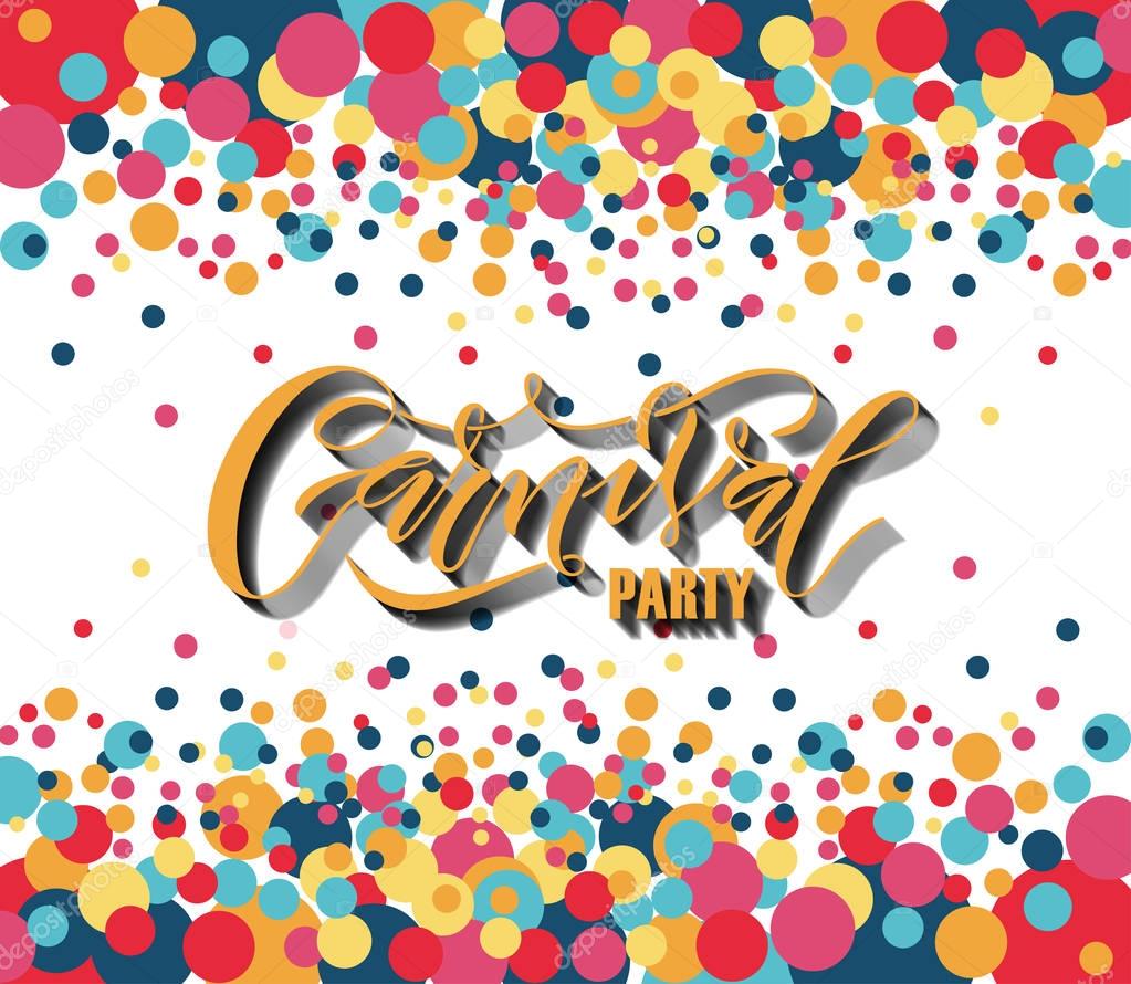 Hand drawn 'Carnival' as Carnival Fair logotype, badge/icon. Carneval party, masquerade poster/card/invitation/banner. Carnival vector lettering typography. Carnival calligraphy. Carnival Party