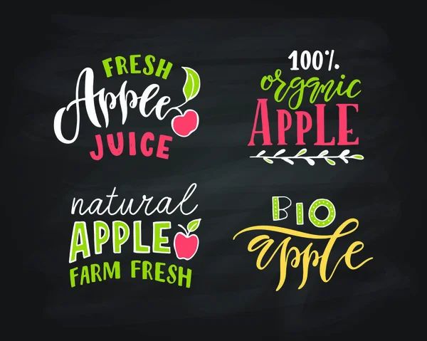 Tipografía de letras de manzana — Vector de stock