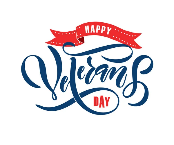 Happy Veterans Day lettering typography — Stock Vector