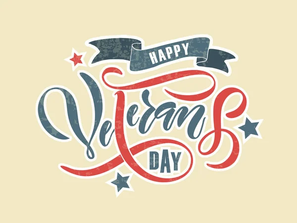 Feliz Día de los Veteranos tipografía de letras — Vector de stock