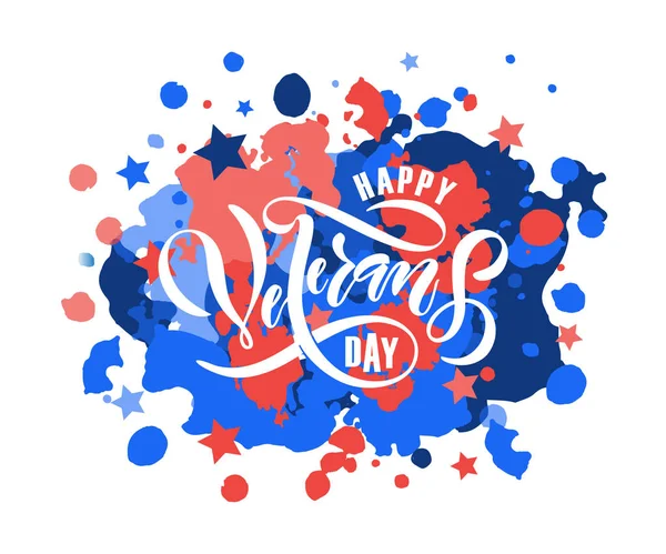 Happy Veterans Day lettering typography — Stock Vector