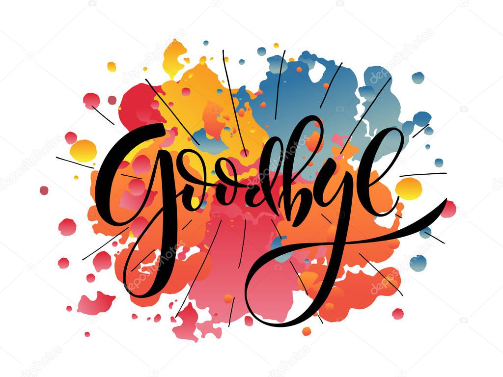 Hand sketched Goodbye lettering typography. Goodbye logotype, badge, icon, logo, banner, tag. Vector illustration