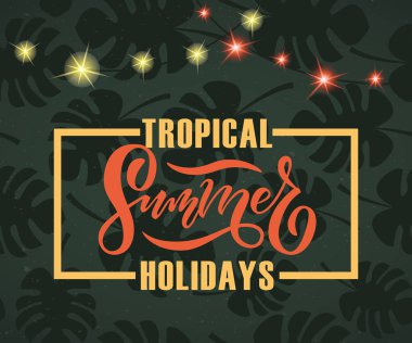 Yaz Partisi poster ile palmiye yaprakları