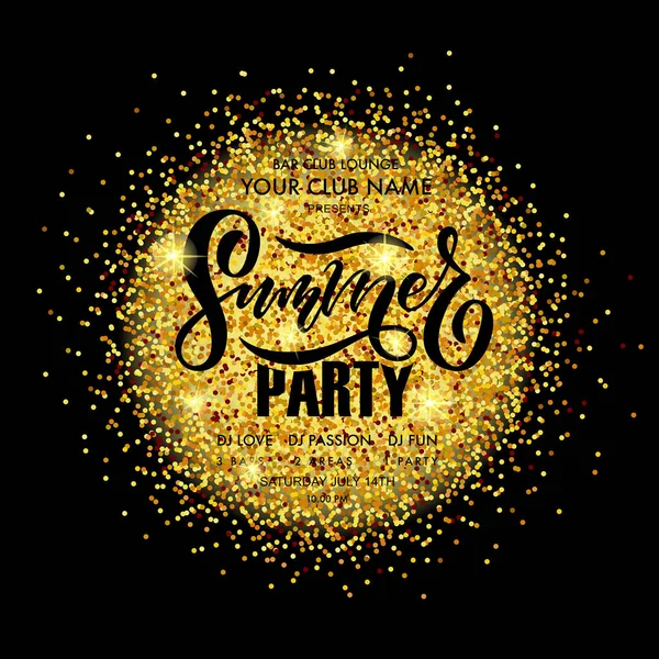 Summer party glittering poster. — Stock Vector