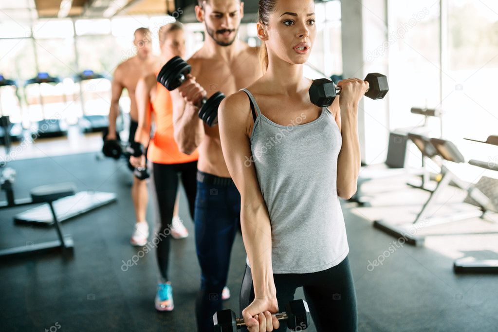 people training in gym together