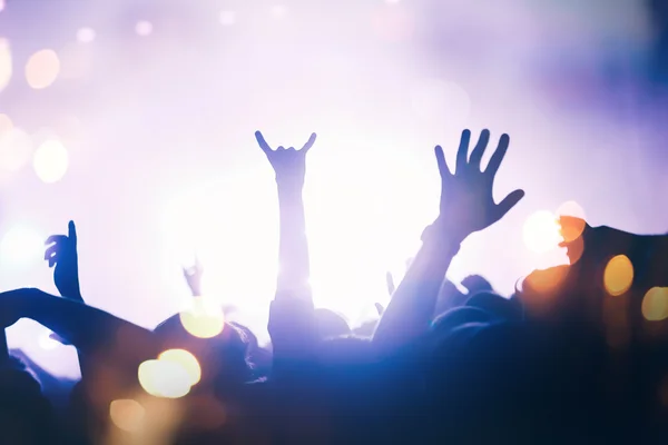 Silhouette Crowd disfrutando del festival — Foto de Stock