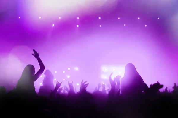 People silhouettes partying at a concert — Stock Photo, Image