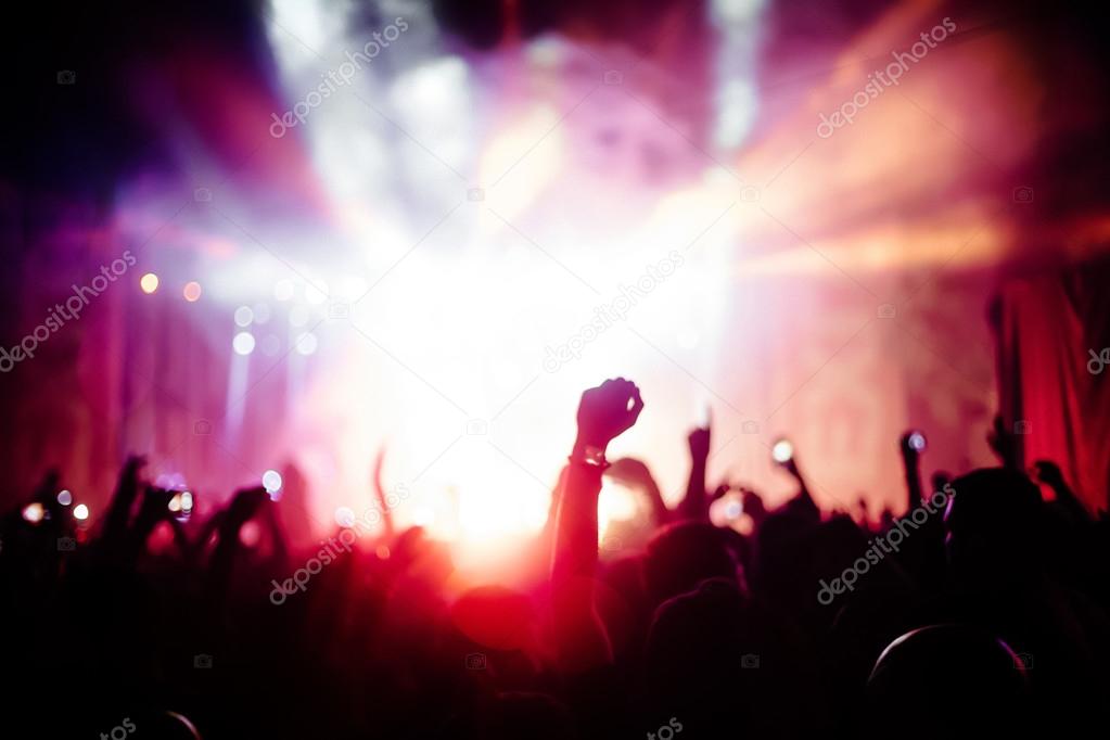 People silhouettes partying at a concert
