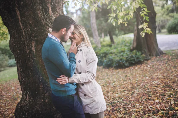 Loving couple walking in park — Stock Photo, Image