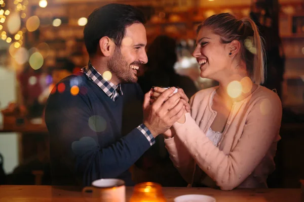 Romantic couple dating at night — Stock Photo, Image