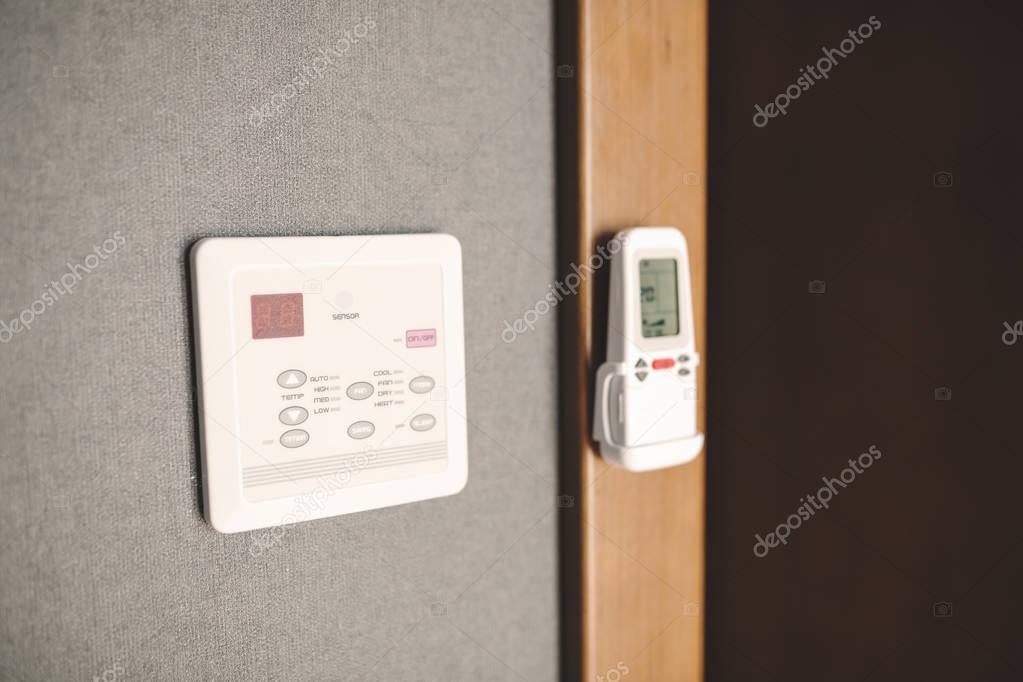 Programmable thermostat in room