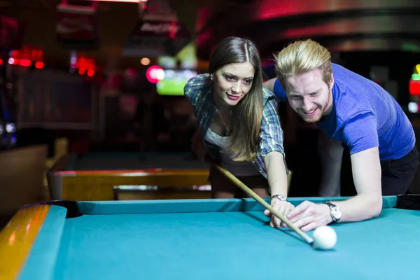 Young handsome man and woman flirting