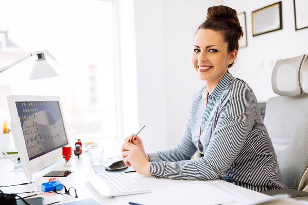 Accountant working in office Stock Image