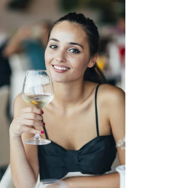 Woman tasting white wine — Stock Photo, Image