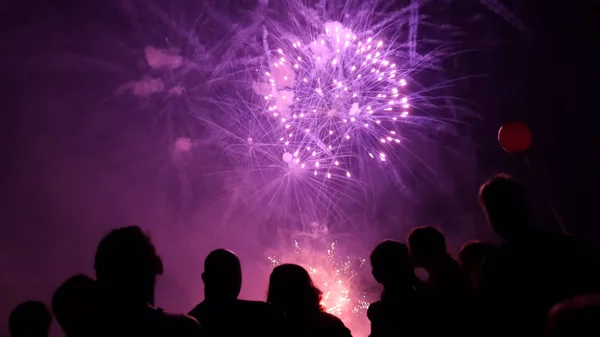 Crowd watching foreworks — Stock Photo, Image