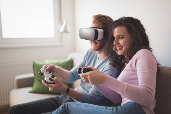 Couple playing games and loving VR