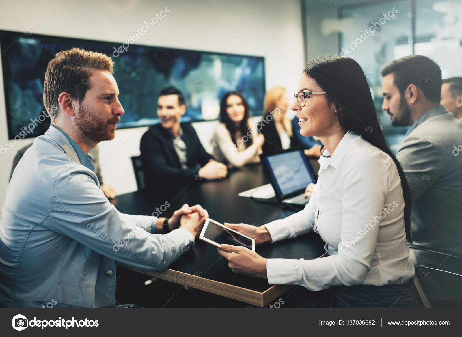 Business meeting in modern conference room Stock Photo by ©nd3000 137036682