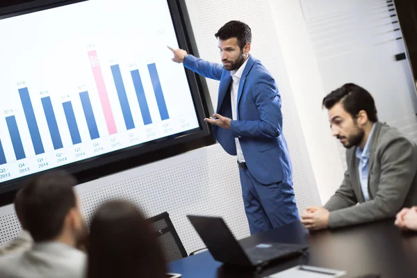 Data analysis and statistics at board meeting — Stock Photo, Image