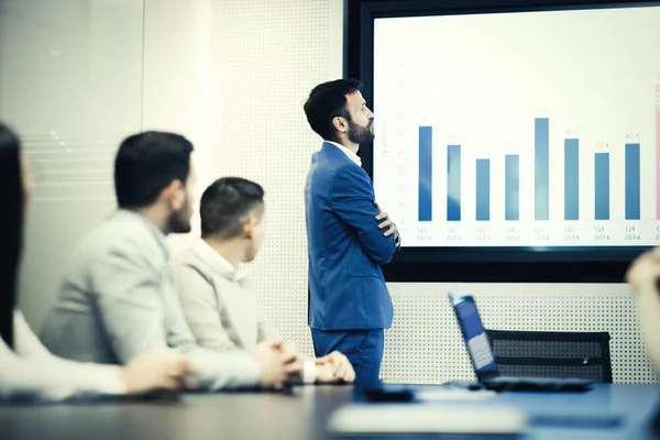 Data analysis and statistics at board meeting — Stock Photo, Image