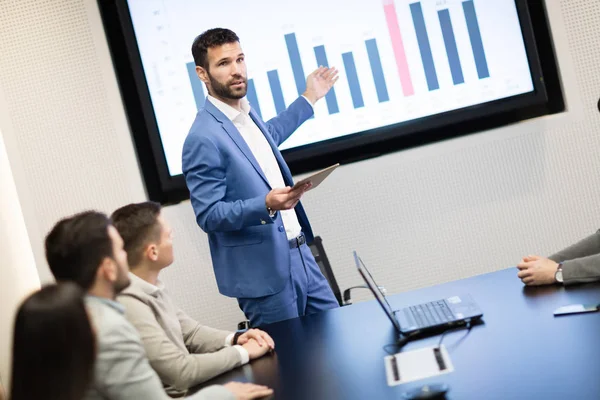 Data analysis and statistics at board meeting — Stock Photo, Image