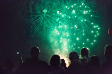 Kalabalık havai fişek izlerken