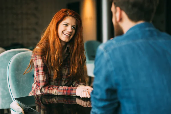 Happy woman on a date — Stock Photo, Image