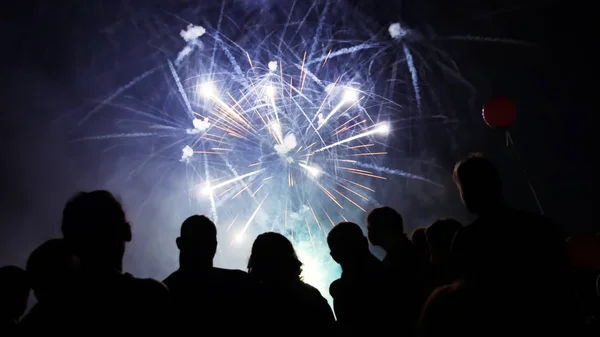Persone che guardano fuochi d'artificio — Foto Stock
