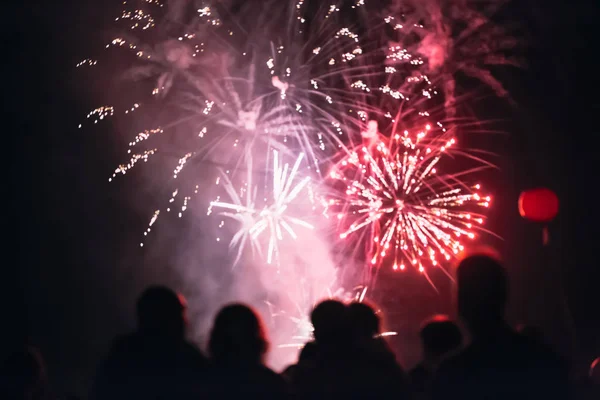 Kalabalık havai fişek izlerken