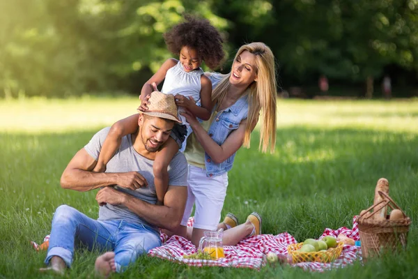 Doğadaki mutlu aile — Stok fotoğraf