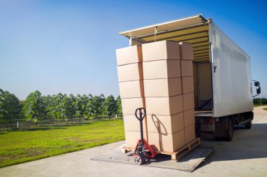 Paketli ürünler taşıma kamyonu 