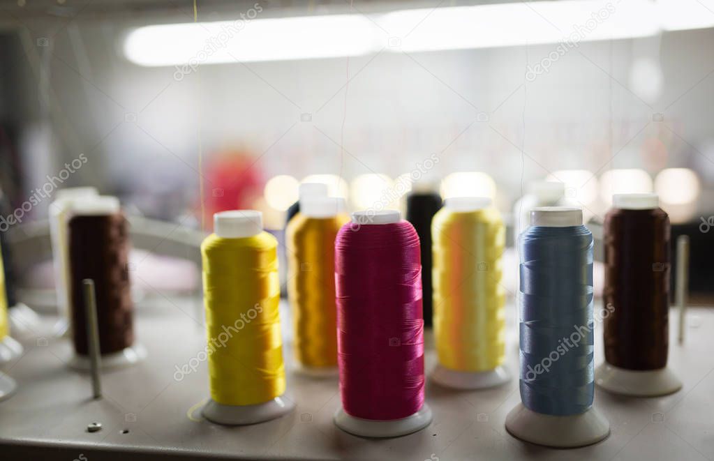 Colorful thread spools