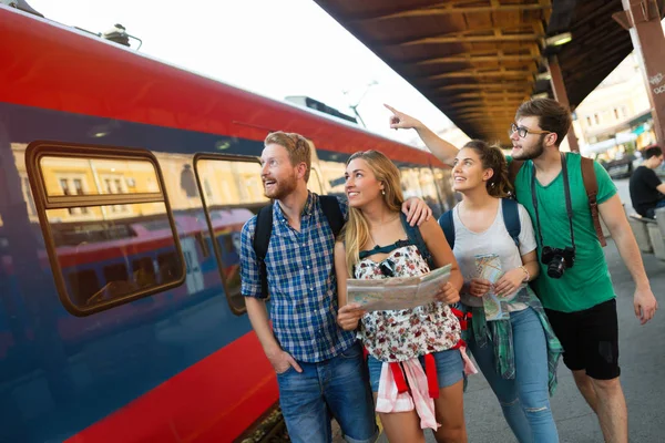 group of tourists sightseeing