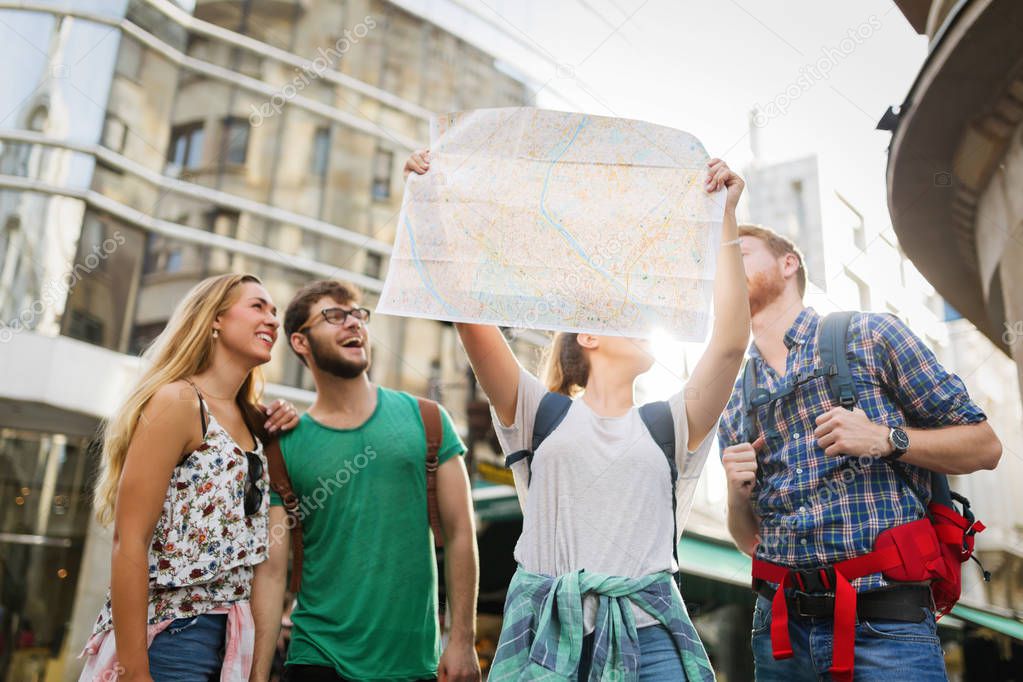 group of tourists sightseeing 