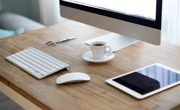 Retro wooden desk — Stock Photo, Image