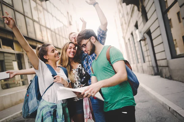 Young travellers in foreign country