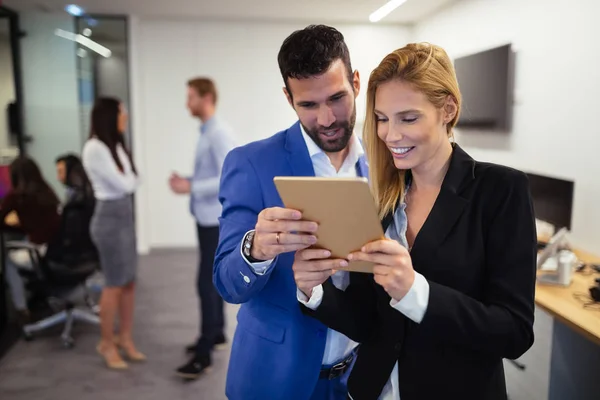 business coworkers with digital tablet