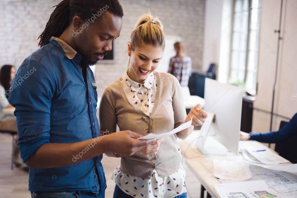 Company employees working in office