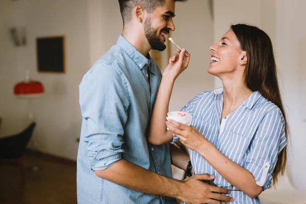 Couple in love having fun at home — Stock Photo, Image