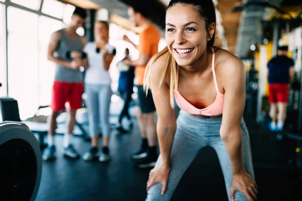 Close up image of attractive fit woman in gym — Stock Photo, Image