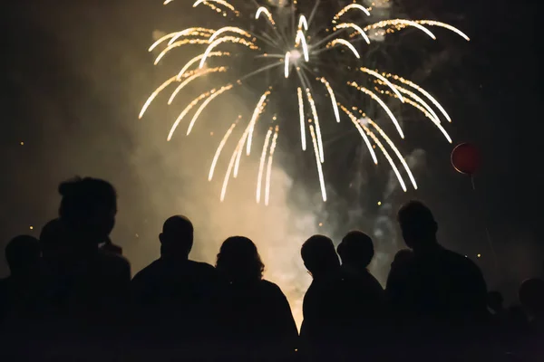 Crowd watching foreworks — Stock Photo, Image